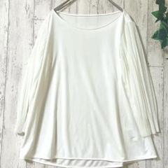美品 ROPE ブラウス　シフォン　ブラウス　シャーリング七分袖　ホワイト