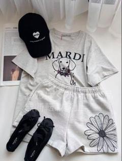 MardiMercredi 犬イラスト Tシャツ ショートパンツ セット