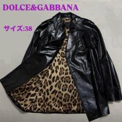 美品　ドルチェ&ガッバーナ　レザーコート　エナメル　レオパード柄　38(M) ドルチェ&ガッバーナ レザーコート エナメル レオパード柄 38(M