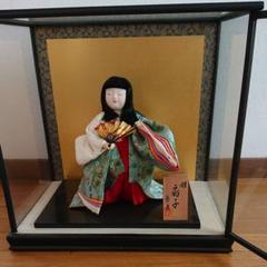 秀月 日本人形 姫 扇子 ガラスケース付き