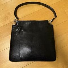 美品　リザード　ハンドバッグ　黒　エキゾチックレザー　ブラック　シルバー金具