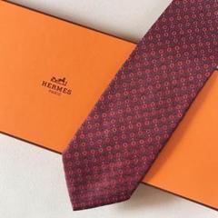 美品 エルメス HERMES ネクタイ シルク100% フランス製 サークル柄