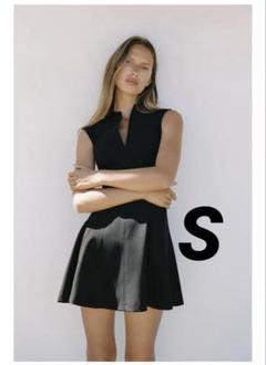 ZARA ノースリーブクレープミニワンピース Sサイズ ブラック