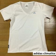 adidas climalite 半袖Tシャツ　ホワイト 白 Vネック Lサイズ