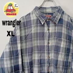 USA古着 wrangler　ライトネルシャツXL　ホワイトグレー　チェック