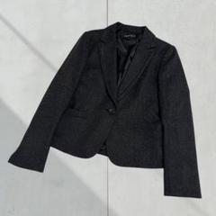 3081【インディヴィ】スーツジャケット　カシミア　グレー　Ｌ　フォーマル　仕事