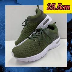 25.5cm★新品メンズスニーカー☆幅広厚底 軽量 メッシュエアーシューズ 緑のサムネイル