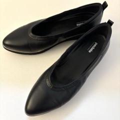 美品 ペダラ ASICS pedala メダリオン パンプス 23.5 レザー アシックス ペダラ ウォーキングパンプス 黒本革 ウエッジソール