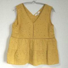 【オゾック】刺繍入りVネックノースリーブブラウス＊イエロー