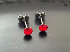 ▼スワロフスキー　一粒ピアス 4mm レッド系　ステンレス　14