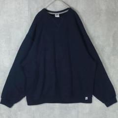 【希少】ラッセル スウェット ネイビー 2XL 前V 裏起毛 オールド 無地