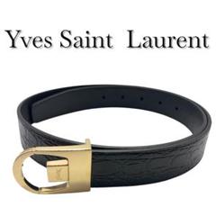 Yves Saint Laurent ヴィンテージ レザー ベルト レディース モノグラム ベルト（スクエアバックル/スムースレザー） | Saint