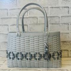 ハンドメイド エコクラフト クラフトバンド かごバッグ 花模様