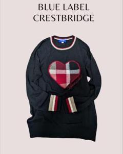美品 BLUE LABEL CRESTBRIDGE ブルーレーベルクレストブリッジ キャンディスリーブ プルオーバー ニット カットソー 38 レッド レディース 古着 中古 BLUE LABEL CRESTBRIDGE - 美品 BLUE LABEL CRESTBRIDGE ブルー