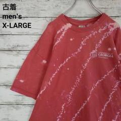 US古着 ノーブランド Tシャツ ブリーチ加工 スプラッシュ 斬新 ピンク XL