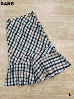 ダックス　ロング スカート　チェック柄　76-101 DAKS Lサイズ DAKS ダックス スカート ロング チェック プリーツ フレア A