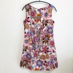 PINORE ピノーレ　ノースリーブチュニック ワンピース　花柄　ピンク系【M】