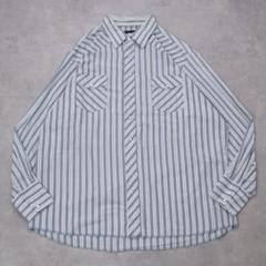 Wrangler ラングラー ストライプシャツ 古着 XL 青 緑 14819