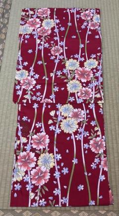 【完売品】浴衣　新品　未使用　赤花柄 新品未使用タグ付 白×花柄 浴衣・赤茶帯のセット 140cm - メルカリ
