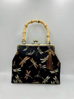 【ハンドメイド】がま口 ハンド バッグ バンブー 持ち手　大小セット#646 ハンドメイド】がま口 ハンド バッグ バンブー 持ち手 大小