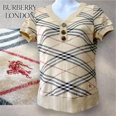 希少】BURBERRY バーバリー ノバチェック 半袖ニット 刺繍ロゴ 1