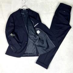 【美品】スーツセレクトセットアップsuper170's ニュージーランドウール CLASSICO TAPERED】【年間】2釦シングルスーツ 1タック/ネイビー