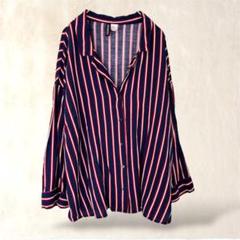 H&M ディバイデッド　長袖トップス【M】ストライプ柄　ネイビー　プルオーバー