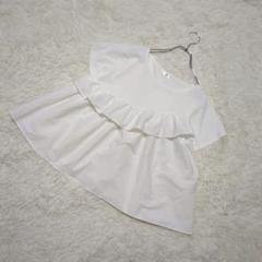 【rivietta】半袖　ボートネック　フリル　カットソー　Tシャツ　透け感あり