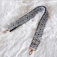 ショルダーストラップ バッグストラップ DIY 交換用 黒 エスニック 刺繍