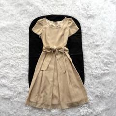 ワンピース 38 ウエストリボン Aライン 結婚式 パーティードレス 半袖 春夏