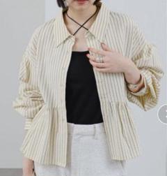 mystic ストライプペプラムブラウス　トップス　ブラウス　シャツ mystic ブラウス シャツ ストライプペプラムブラウス レディース