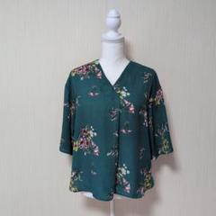 CASTITA 花柄シフォンブラウス(5分袖)レディース　 グリーン　M