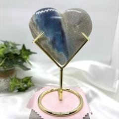 【天然石】トロレアイト ハートの置物 台座付き