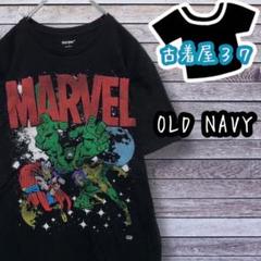古着オールドネイビーマーベルデカロゴアメコミTシャツ黒ブラックL