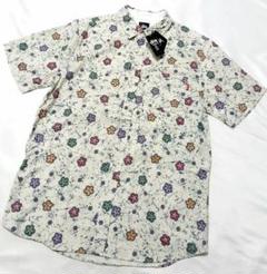 【アメリカ製オールドステューシー】総柄アロハシャツ古着ストリート90s横ノリS. USA製 90s OLD STUSSY Logo Cotton S/S Shirt カーキ XL 紺タグ