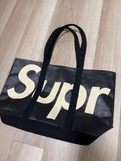 【未使用級✨20SS ラフィア】シュプリーム　トートバッグ　デカロゴ　ブラック SUPREME(シュプリーム) 20SS Raffia Tote Bag ラフィア トート