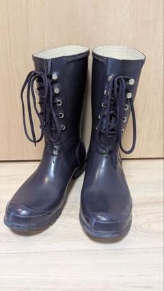 ハンターHUNTER LACE 　編込み　紐　レインブーツ　長靴　パープル