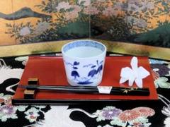 古伊万里　染付　朝顔の図　蕎麦猪口　C615AS-CXh 古伊万里 染付 朝顔の図 蕎麦猪口 C615AS-CXh