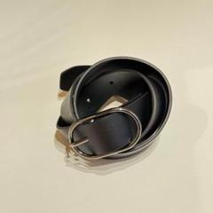 ZARA ザラ ブラックレザーオーバルバックルベルト