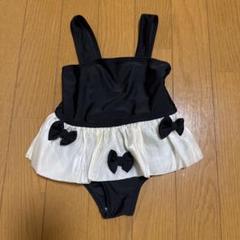 sheinベビー水着 黒/白 フリルリボン 12-18m