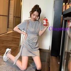 綿紫のワンピース女性の気質a字バッグヒップtシャツスカート D209yV