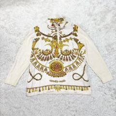 美品　HERMES スカーフ柄　シルク　長袖　ポロシャツ　総柄　S レディース