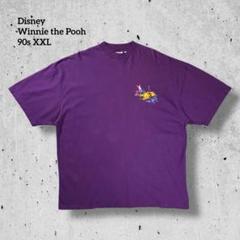希少90s Disney Store プーさん＆ピグレット 刺繍TシャツXXL紫