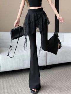 大人気レースロングパンツ❤️体型カバーOK普段使いに最適