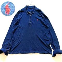 ラルフローレン　インディゴポロシャツ　 ポニー　フェザーウェイトメッシュ　XL