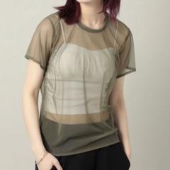 simone wild シアーネットTシャツ カーキ