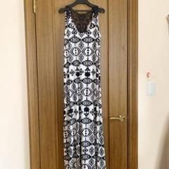モノクロ ロング ワンピース スカル ロック ドクロ レース バックレース