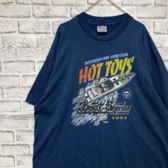 USA製90sヴィンテージTシャツ！シングルステッチ　ブルー半袖古着2XL77