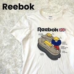 Reebok 白Tシャツ 国旗ロゴ イラスト入り Oサイズ L〜XL相当
