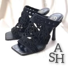 【ASH │アッシュ】ニット×レザー ミュール│サンダル│35(22.5cm)